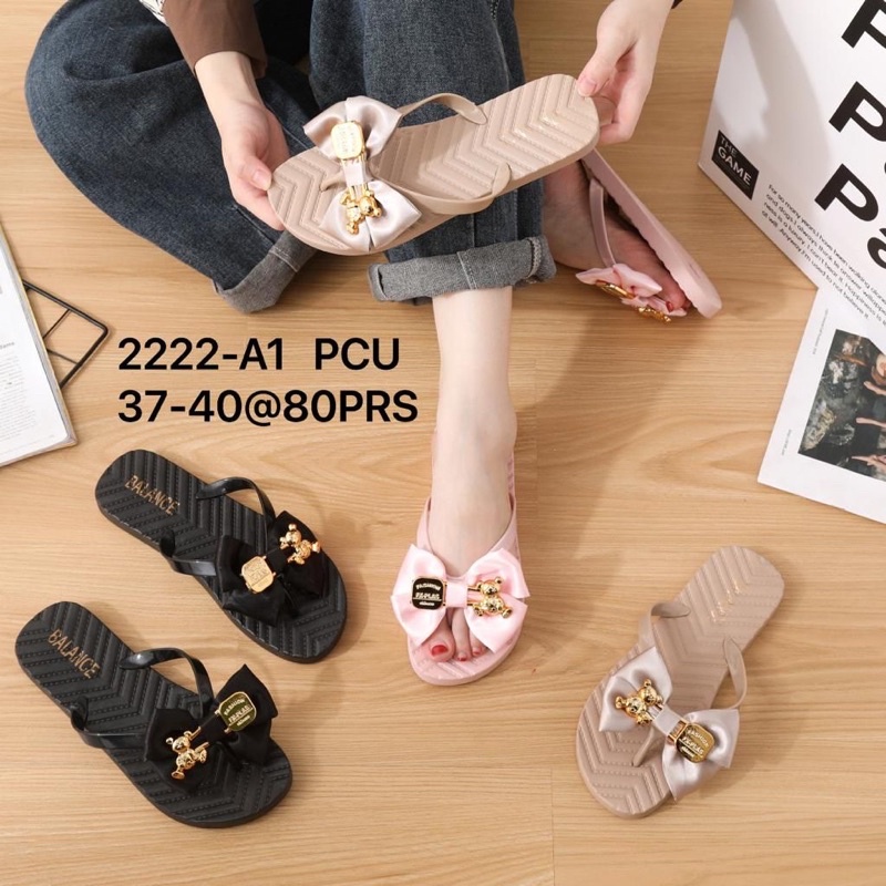 Sandal Jelly Balance 2222 Sandal Jelly Jepit Motif Pita Gold Bear Terbaru