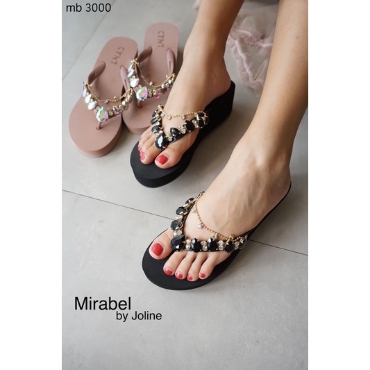 sandal jepit karet import hak 5cm mirabel by joline