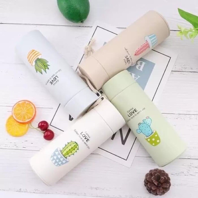 Botol Minum Souvenir Tumbler Kado Pernikahan Termos Kaca Kaktus 400ML