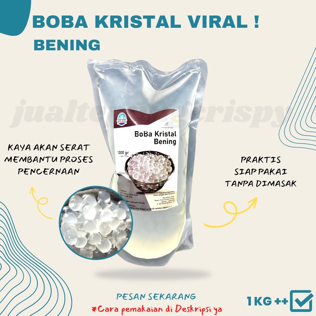 Boba Kristal Bening / Boba Jelly Siap Pakai Tanpa Dimasak 1 Kg++