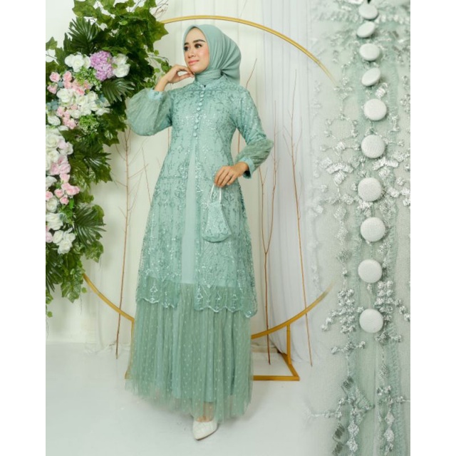 Permata Olshop / Gamis Shanum / Kebaya Modern Original / Fashion Muslim / Gamis Pesta Terbaru / Gamis Pesta Mewah / Gamis Brukat Modern