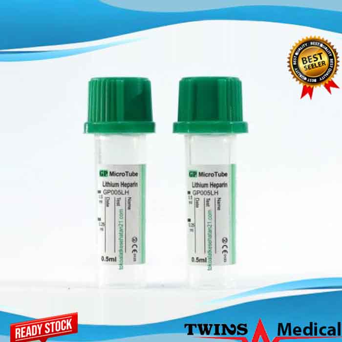 Tabung Microtube Lithium Heparin 0,5ml Tutup Hijau Merk GP