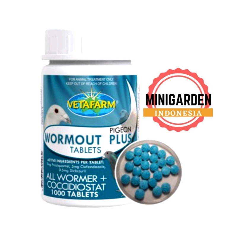 WORMOUT VETAFARM obat cacing untuk segela jenis burung merpati lovebird perkutut kenari