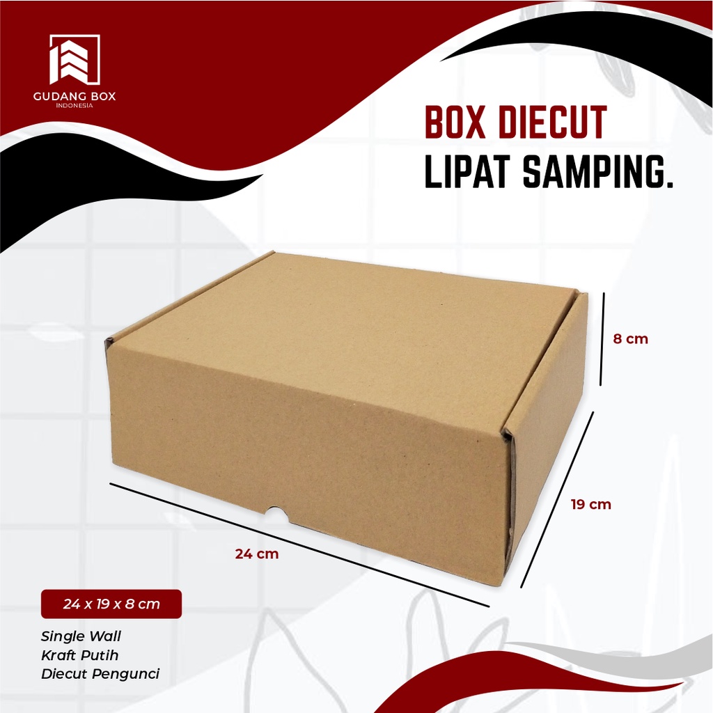 

Box Kardus DC Lipat Samping 24 x 19 x 8 cm Kardus/Packing/Polos/Pizza/Box/Hampers/BoxPizza - Bisa custom sablon