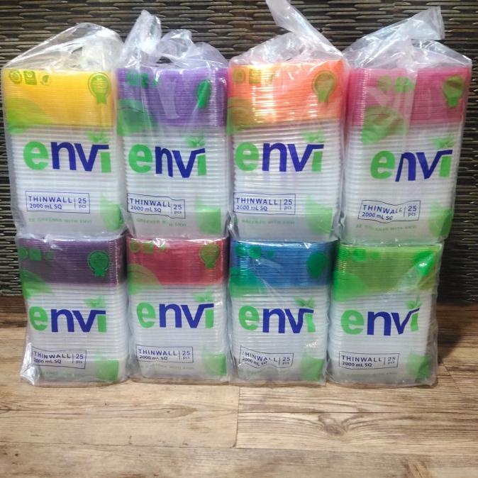 Thinwall Premium Warna 2000ml SQ ( 2000 ml ) kotak makanan isi 25 set