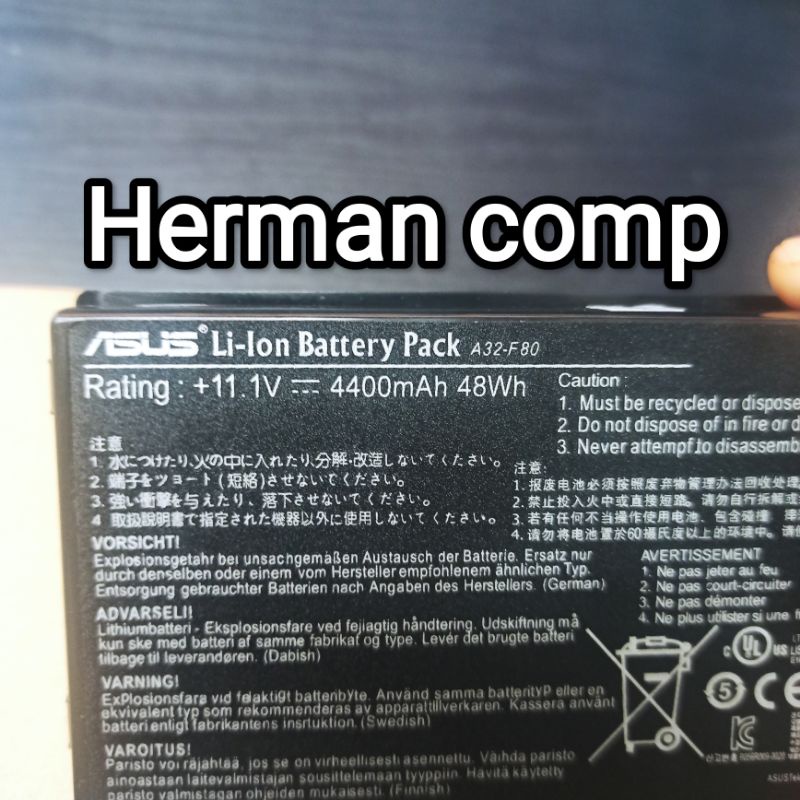 Original Baterai Asus A8 A8000 F8 F50 F80 F81 F83 N60 N80 N81 X60 X61 X80 X82 X85 X88 Z99 Series A32-F80