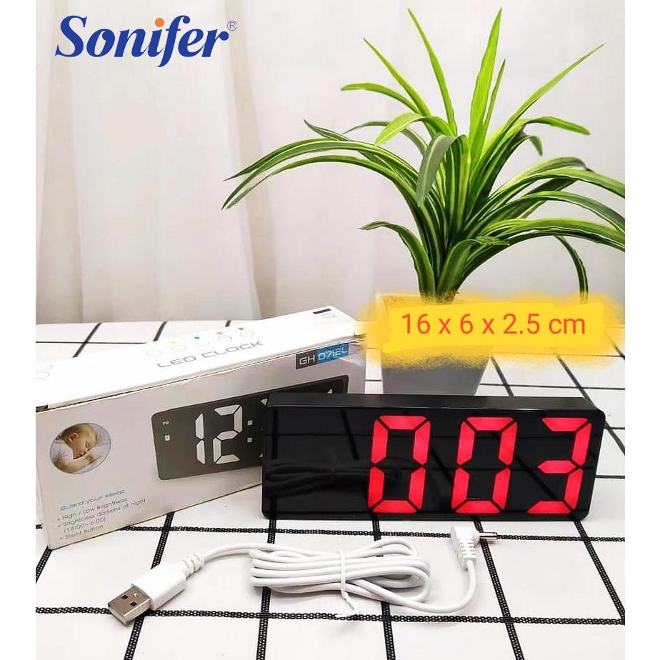 Jam Meja Digital Alarm LED Clock Sonifer Sensor Suara &amp; Sensor Sentuh