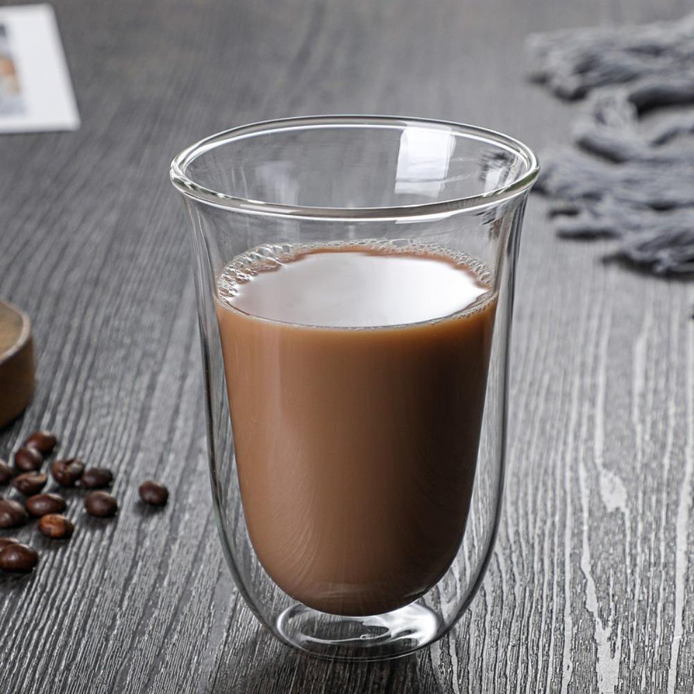 Top Double Wall Glass Cup Cangkir Kaca Anti Panas Handmade Mini Whisky Cup Cangkir Kopi Espresso Breakfast Mug Transparan Bening