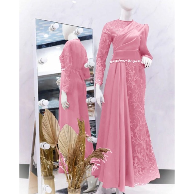 DRESS CHANNELIA MUTIARA, TILE FURING, GAMIS HIJAB MUSLIM, DRESS MAXY, 4 UKURAN