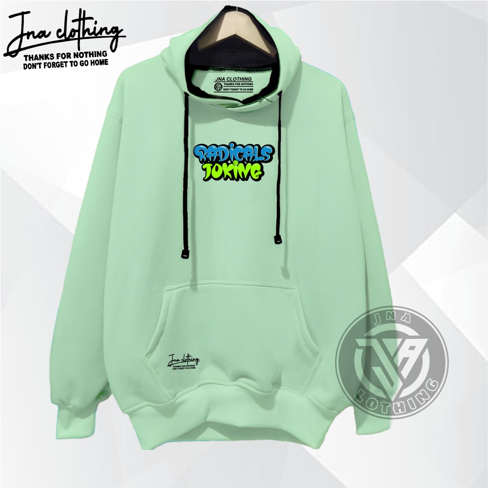 JNA Hoodie Distro Pria Hijau Mint RADICAL TOKING Cotton flece tebal adem lembut bisa COD Sweater Oversize Cowo Cewe Terlaris