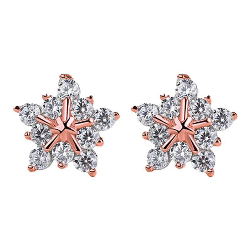 Baru Indah Zirkon Natal Snowflake Stud Earrings Untuk Wanita Shiny Kristal Bunga Anting Perhiasan Fashion