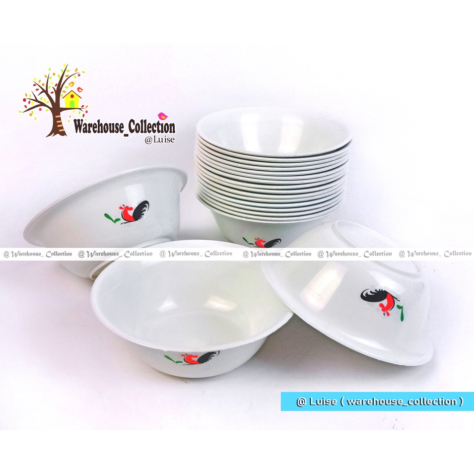 1 Lusin (12 Bj) Mangkok Ayam Jago Plastik 6,5"Inch / Mangkok Jago / Mangkok Plastik Murah