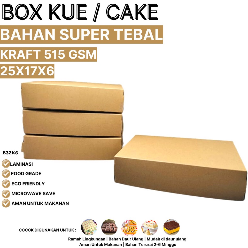 Dus Kue 25x17x6 Super Tebal 515 Gsm (B32K6-Laminasi)