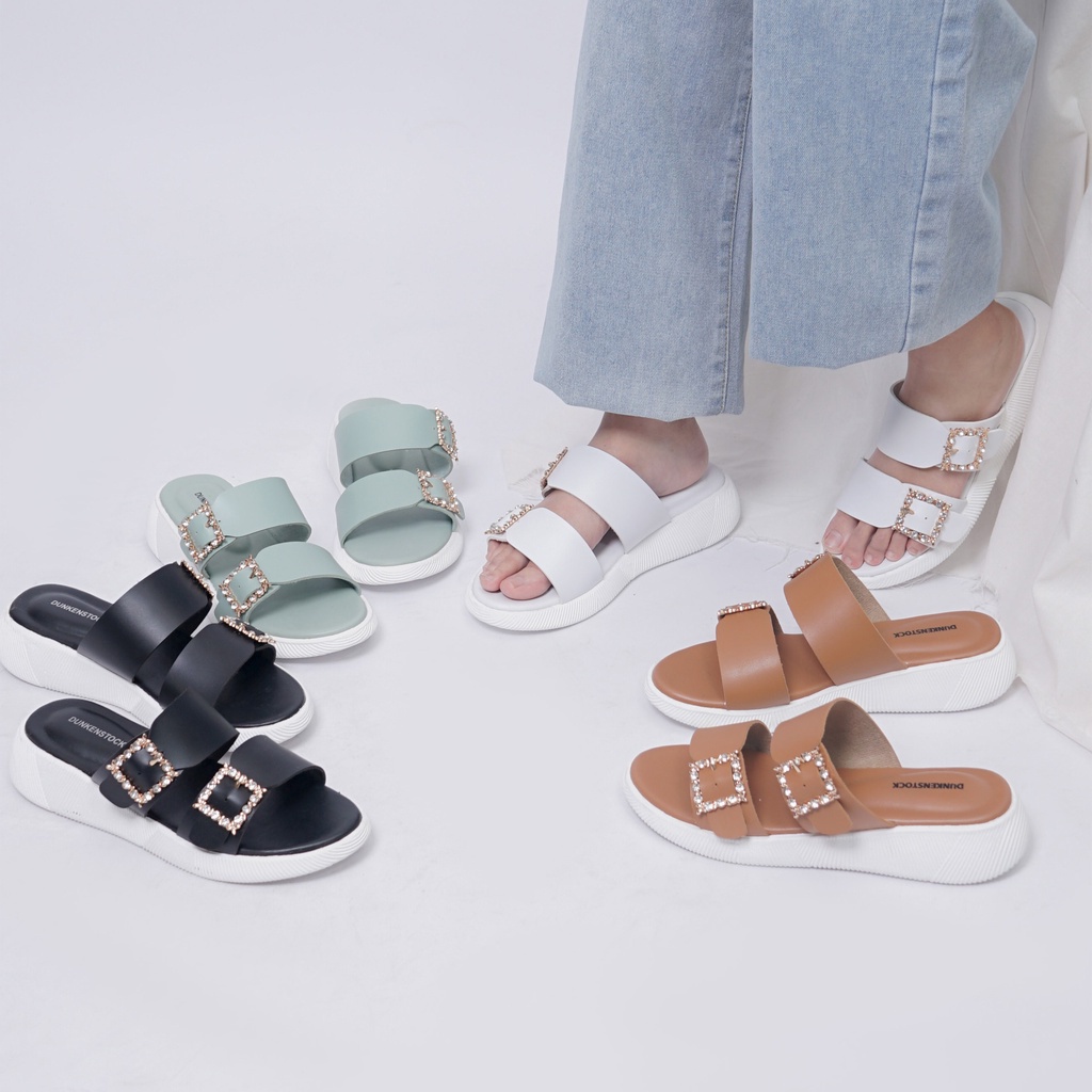 LAPEPA YUK - Dunkenstock JOA Sandal Wanita Tinggi 3cm Size 36 - 40 Selop Tidak Licin Sendal Beleza Wedges Slop Birken Dunkenstok Rumah Belezza 37 38 39 Warna Coklat Brown Bellezza Kekinian Premium Terbaru Shoes Ori Original Mall Official Store