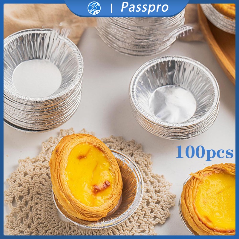 100pcs Cetakan Pie Susu Mini Disposable Aluminum Foil Baking Cookie Muffin Cupcake Egg Tart Mold