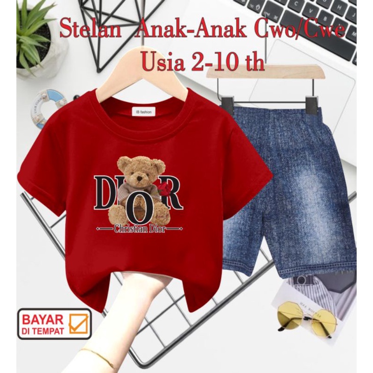 ((IB))SETELAN ANAK UNISEX SEMI JEANS/BEAR DIGITAL SABLON