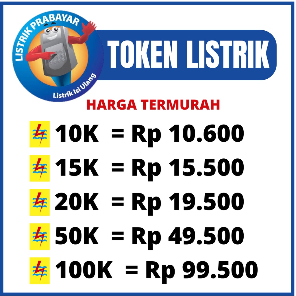 Jual TOKEN LISTRIK PRABAYAR PROMO PLN 15 15k 20 20k 50 50k 100 100k 200