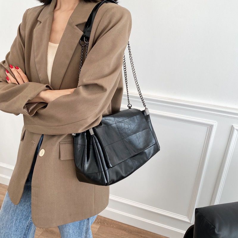 BJ15755 - BEIGE/BLACK/BROWN - TAS BAHU SLEMPANG SHOULDERBAG TALI RANTAI IMPORT TAS WANITA FASHION IMPORT MODIS ELEGAN TERMURAH TERLARIS TERBARU BAGSTORE JAKARTA TAS BATAM JT71749 LT1896 BQ3114 CR7632 EL5755