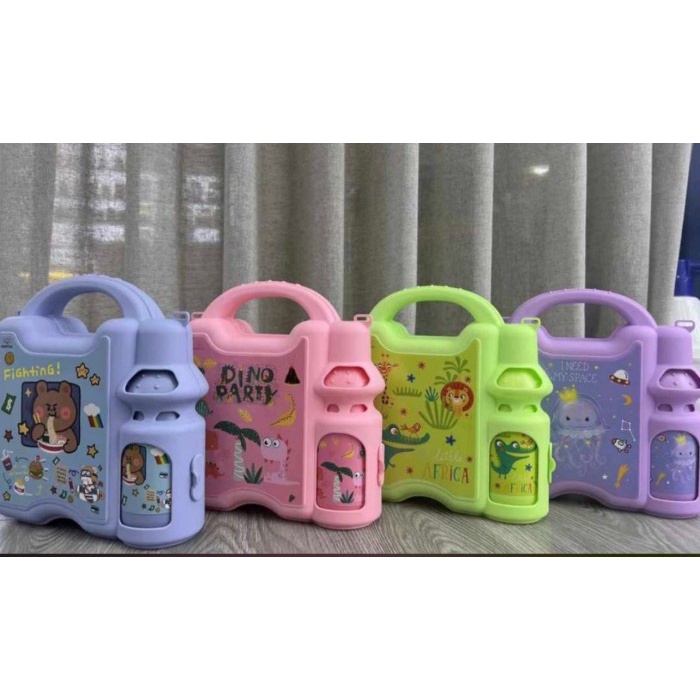 Lunchbox Set Anak Model Tas Koper Kotak Makan Anak Botol Minum 2in1