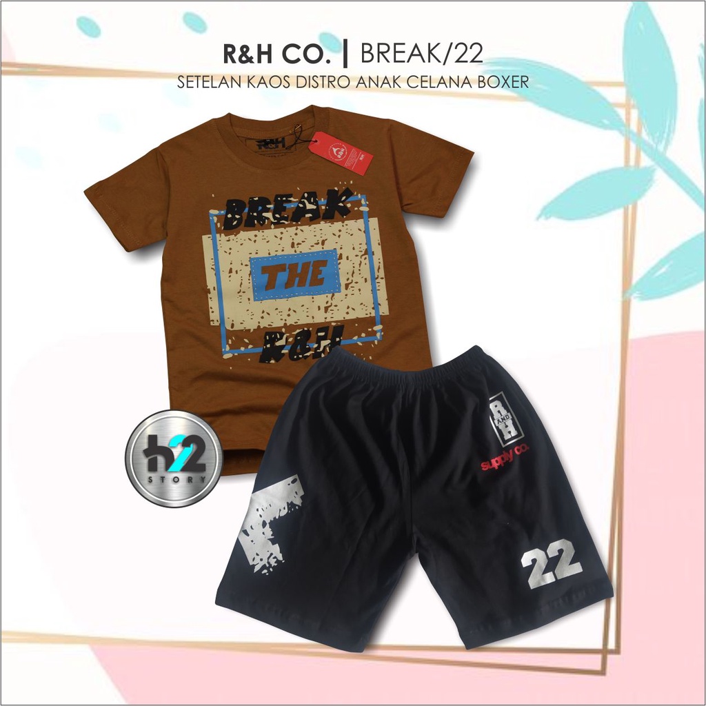 Setelan Kaos Distro Anak Celana Boxer Setelan Atasan Anak dan Celana Usia 3-4 Tahun By H22Story