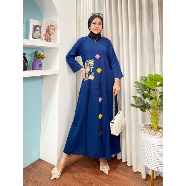 DASTER ANDIN ARAB GAMIS MIDI DRES TANIA || RAYON SUPER GRADE A ORI || MODEL RESLETING DEPAN BUSUI &amp; BUMIL LD 110