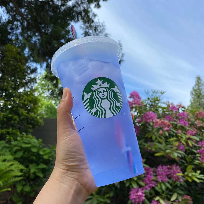 Starbucks Tumbler Berubah Warna Colour Transparan Cup Reusable Cup Color Changing Cups