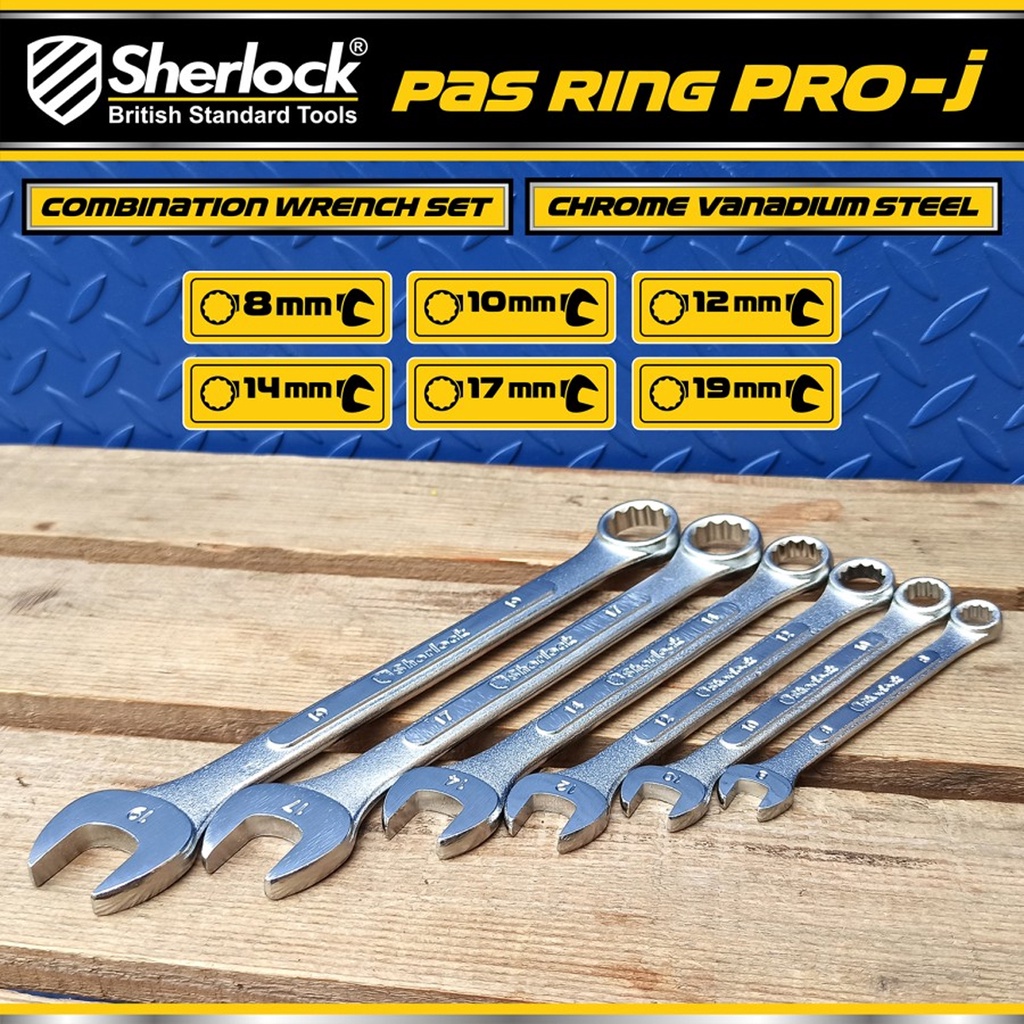 Kunci Pas Ring 6 pcs per set (size: 8 - 19 mm ) Sherlock Pro-J series