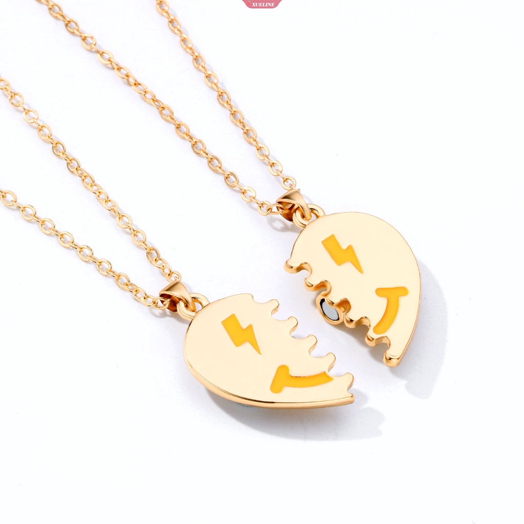 2pcs/set Cinta smiley Pasangan Kalung Pria Dan Wanita magnet Hadiah Hari Valentine [ZXL]