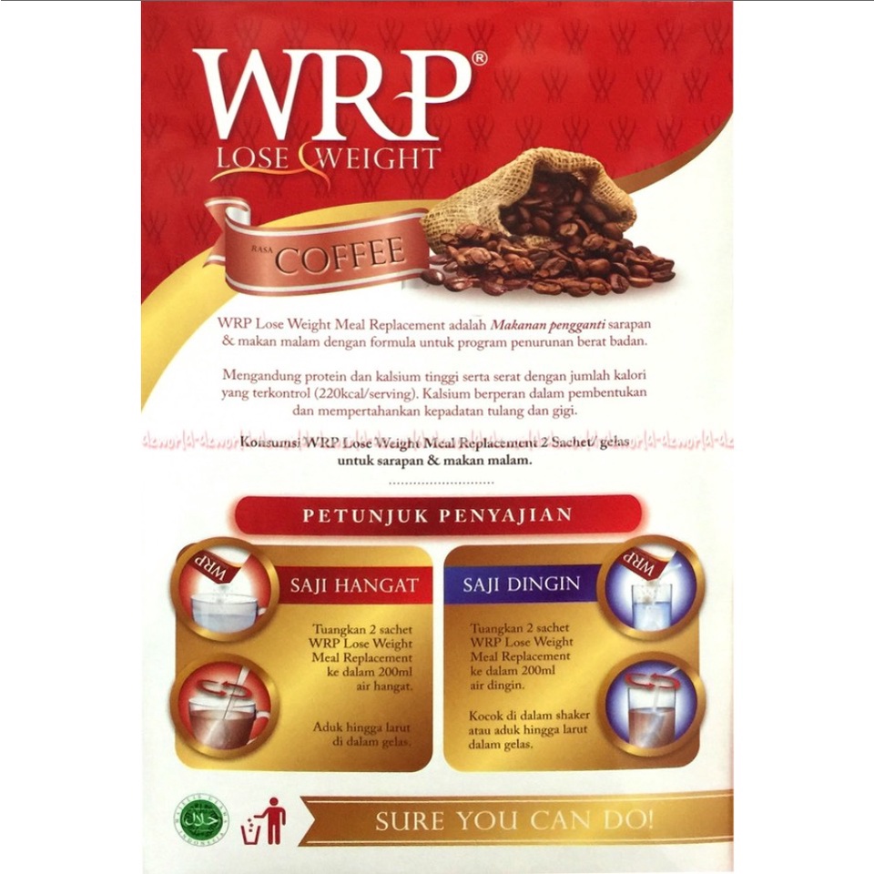Wrp Lose Weight Meal Replacement 300gr Kopi Susu WRP Rasa Kopi Coffee Flavour Susu Diet Rasa Kopi