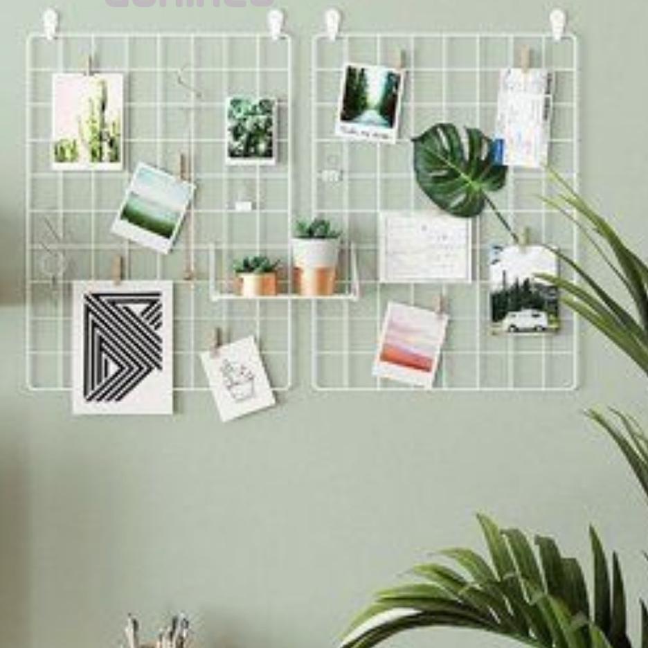 ず (TERMURAH) HIJANG hiasan dinding wall grid Dekorasi Kamar pajangan foto black grid wire mesh notes