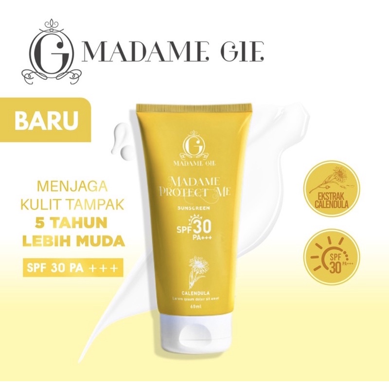 MADAME GIE Protect Me SPF 30 w Aloe Vera 60mL | Protect Me Let's Glow Tinted SPF 50 PA ++++ 10ml | Sunscreen sunblock tabir surya sun block
