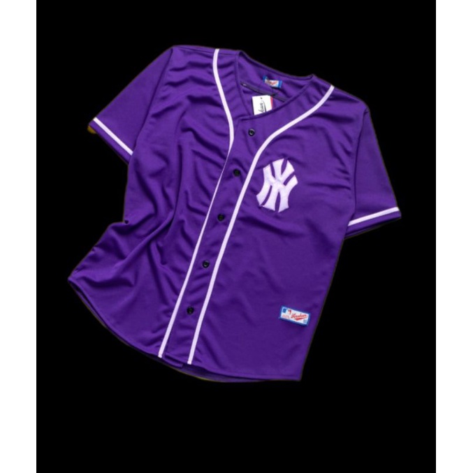 ( BAJU KAOS BISBOL ) JERSEY BASEBALL  Pria Wanita ungu NY