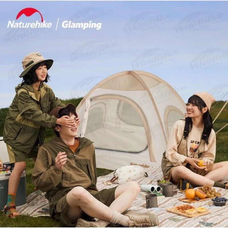 TENDA CAMPING ANAK NATUREHIKE CNH22ZP002 DOME CHILDERN TENT PORTABLE CAMPING GLAMPING PINIK BERKEMAH