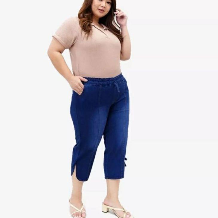 Ready Celana Jeans 7/9 Wanita Jumbo // Celana Pendek 7/9 Jeans Wanita Super Jumbo