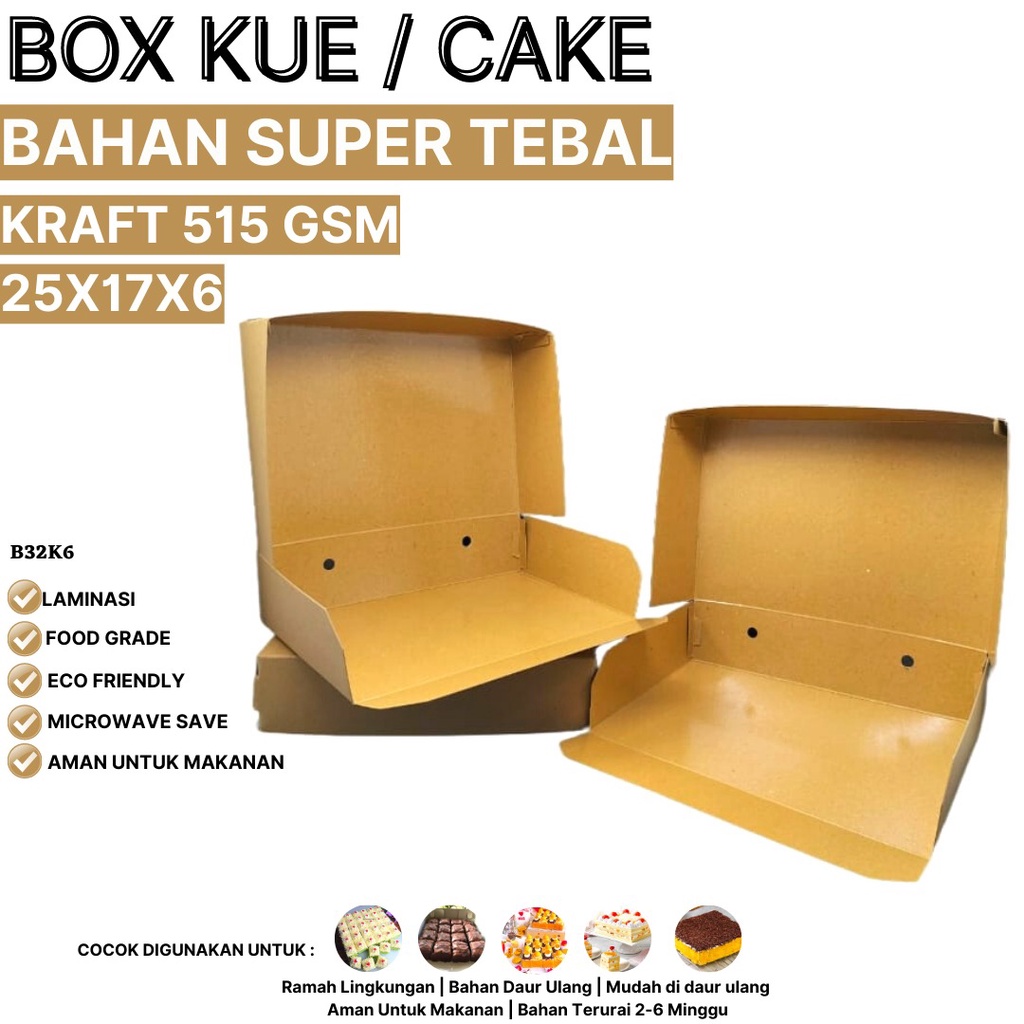 Dus Kue 25x17x6 Super Tebal 515 Gsm (B32K6-Laminasi)