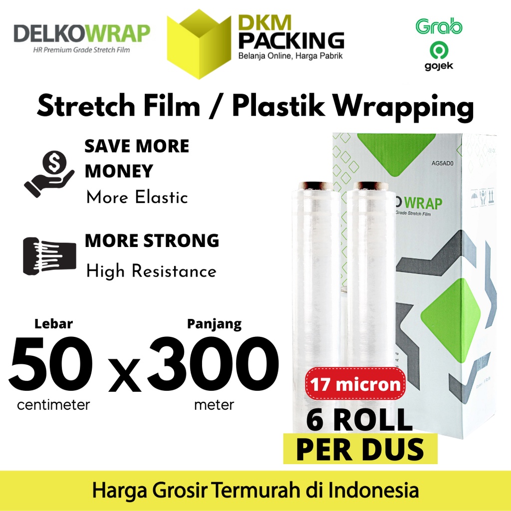 

Plastik Wrapping Stretch Film 50cm x 300m BENING DELKOWRAP TERMURAH OJOL /DUS