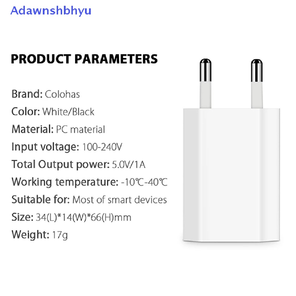 Adhyu charger Telepon USB Eropa EU Plug USB AC Travel Wall Charging Power Adapter ID