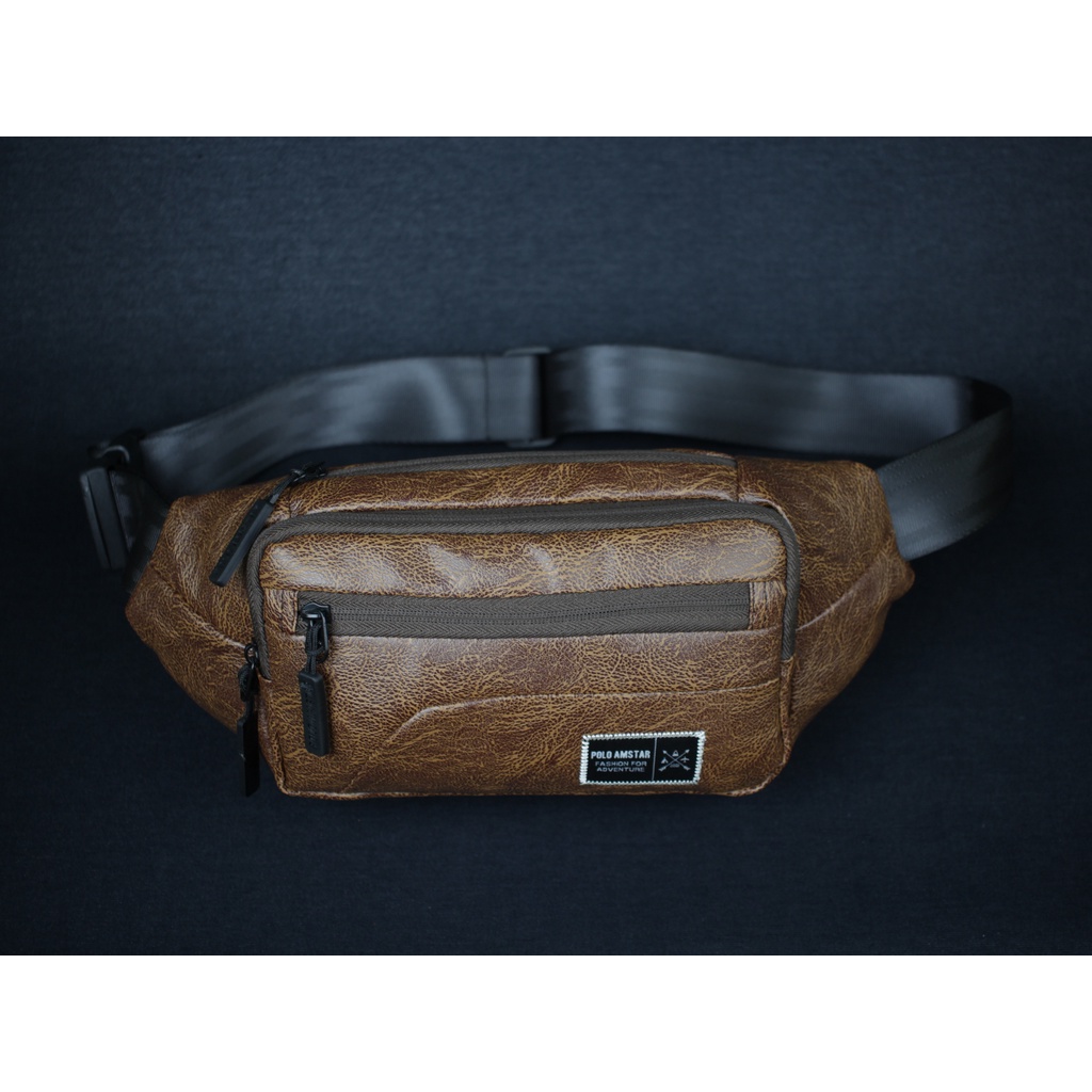 Waistbag Import Quality Polo Amstar Sporty PU Leather Premium Tas Pinggang Tas Selempang Bahu
