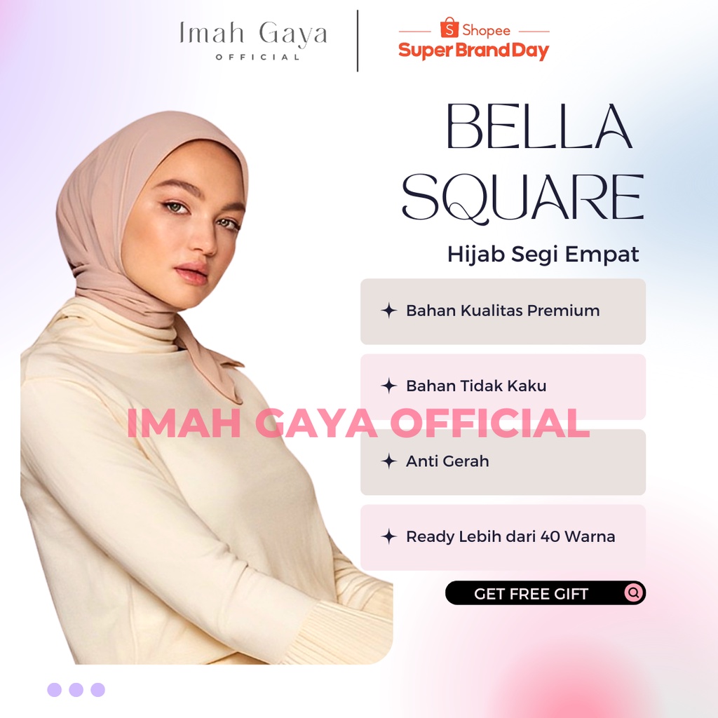 Jilbab Bella Square Segiempat Polos Polycotton Bella Square Standar