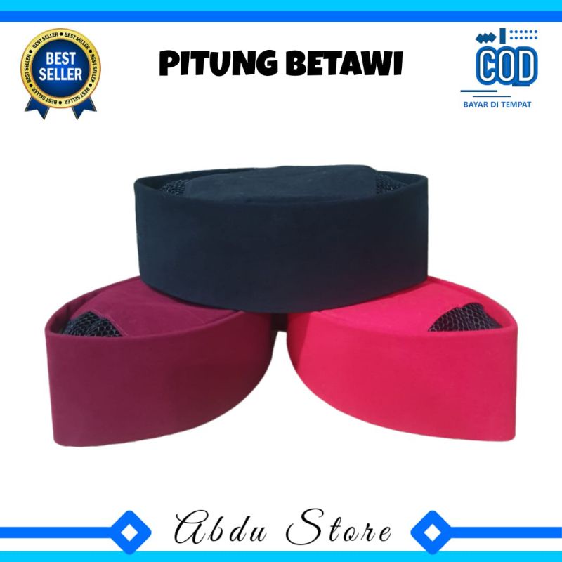 Peci Kopiah Songkok PITUNG BETAWI Anak Dan Dewasa , Peci Pitung Betawi Merah , Kopiah Betawi Marun ,