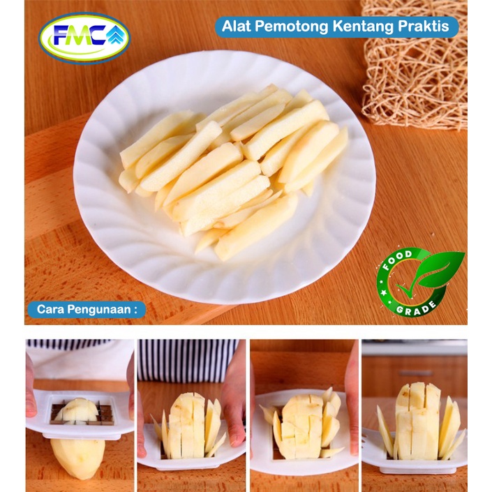 Alat Pemotong Kentang Goreng Stik Pisau Pemotong Kentang Stick Stainless Alat Pemotong Buah Dan Sayur Serbaguna Praktis Potato Slicer