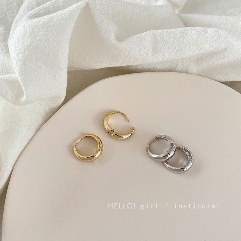 Korea Anting Emas Perak Wanita Elegan Hypoallergenic Hoop Earring Y2K Perhiasan Aksesoris