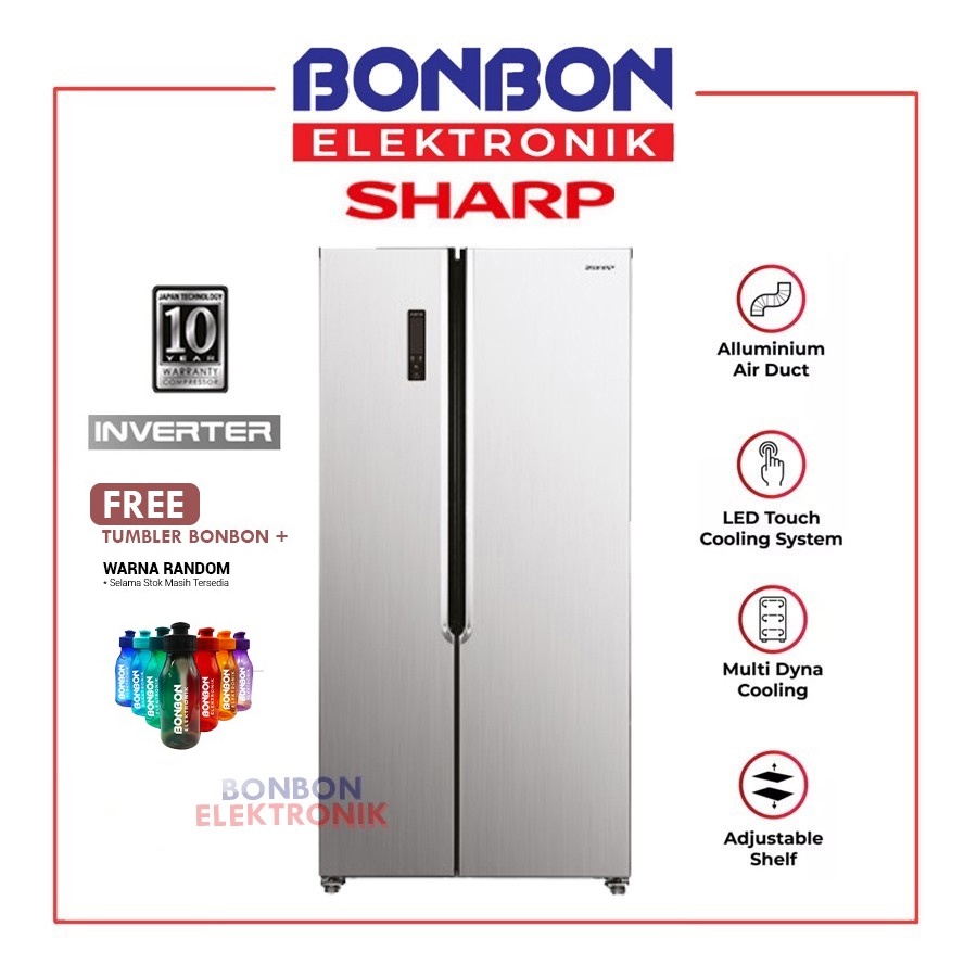 Sharp Kulkas SIde By Side 2 Pintu SJ-IS50M-SL / SJIS 50 MSL