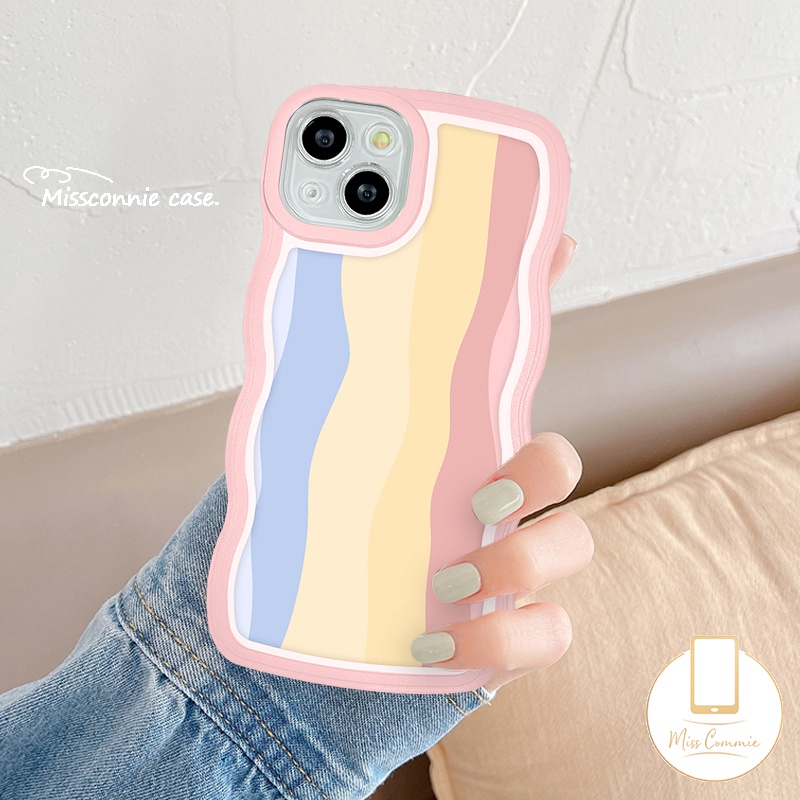 Case Pelangi OPPO A17 A78 A17K A54 A15 A12 A5s A77 A57 A16K A55 A16 A77s A74 A95 A96 A3s A5 A9 2020 A12E A7 Reno 8T 58 7 6 A76 A16s F9 A53 A15s A1K A52 A16E Soft Sarung Tepi Wavy