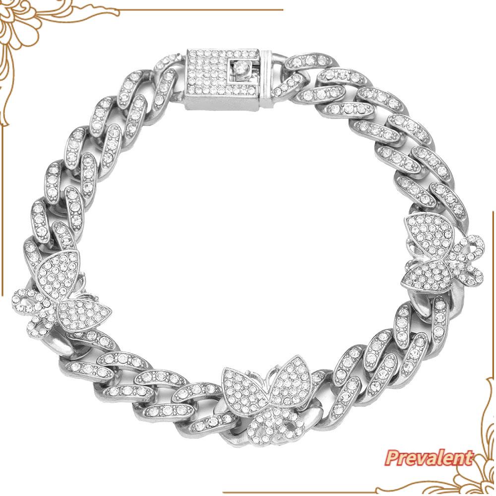 Preva Gelang Kaki Wanita Gelang Kaki Hip Hop Perhiasan Kupu-Kupu Kuba Rantai Indah Paving Dan Tatah Emas 18K