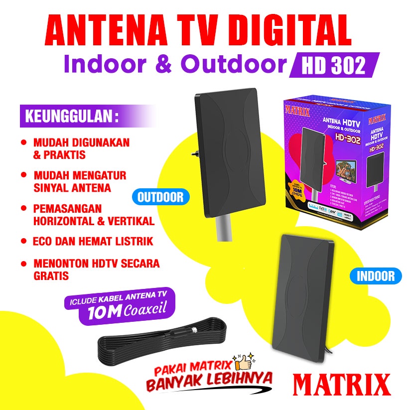 Antena Tv digital Matrix Booster HD- 302 Indoor- Outdoor - Antena Tv digital