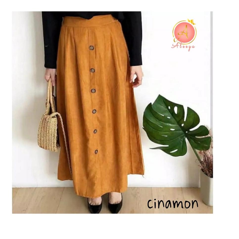 Rekomendasi ALEEYA Rok Suede Kancing / Foila Button Maxi Skirt Suede