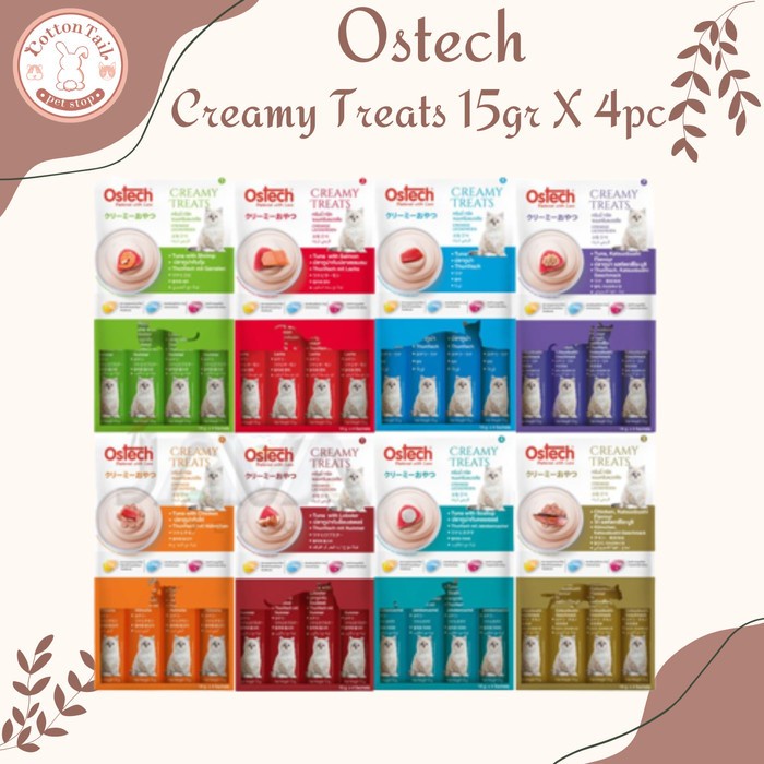 Ostech Premium Liquid Snack Kucing Creamy Treat 4x15g - Makanan Kucing