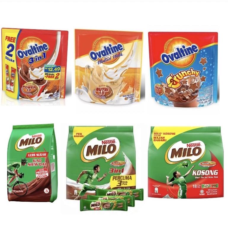 

[T-I9I ➸] Milo Malaysia / Ovaltine Malted Milk / Milo Gao Siew Dai Singapore / Ovaltine 3in1 Malaysia sachet-siap dikirim