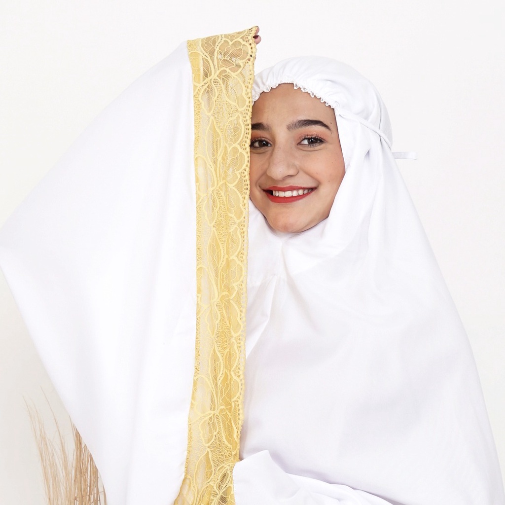 Mukena New Arrival Natasya Katun Warna Putih/Harga Grosir/Best Seller/Bisa Bayar di Tempat